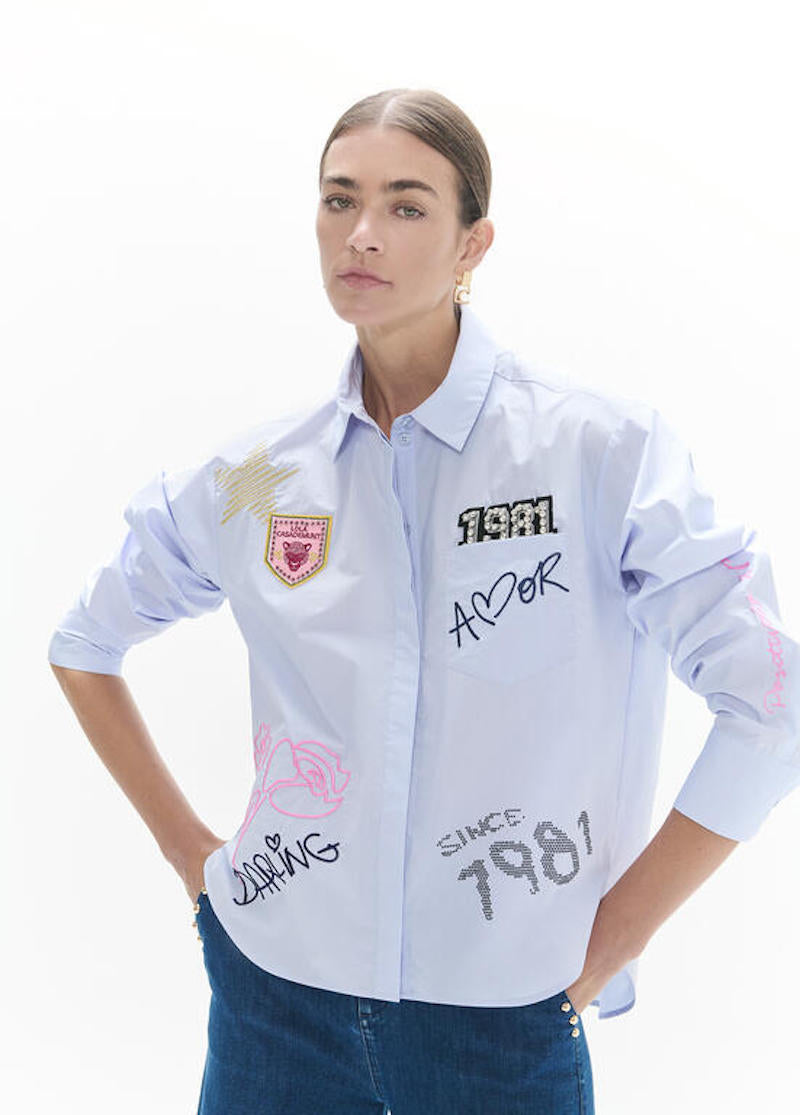 Chemise femme bleu avec écussons Lola Casademunt