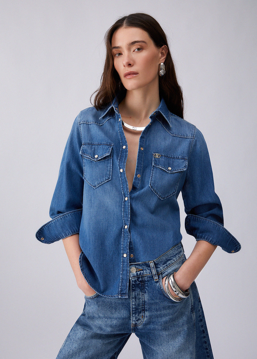 Chemise en jean Liujo UA6339D4851 bleu denim