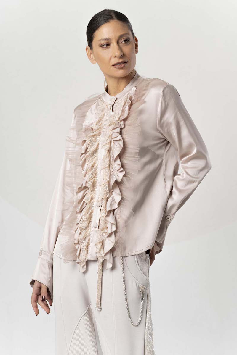 Chemise à jabot dentelle Elisa Cavaletti