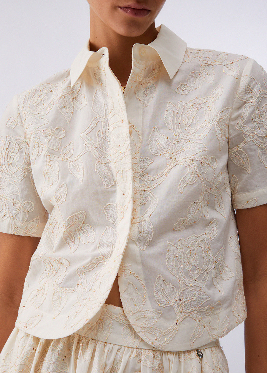 Chemise blanc cassé brodée Liu Jo