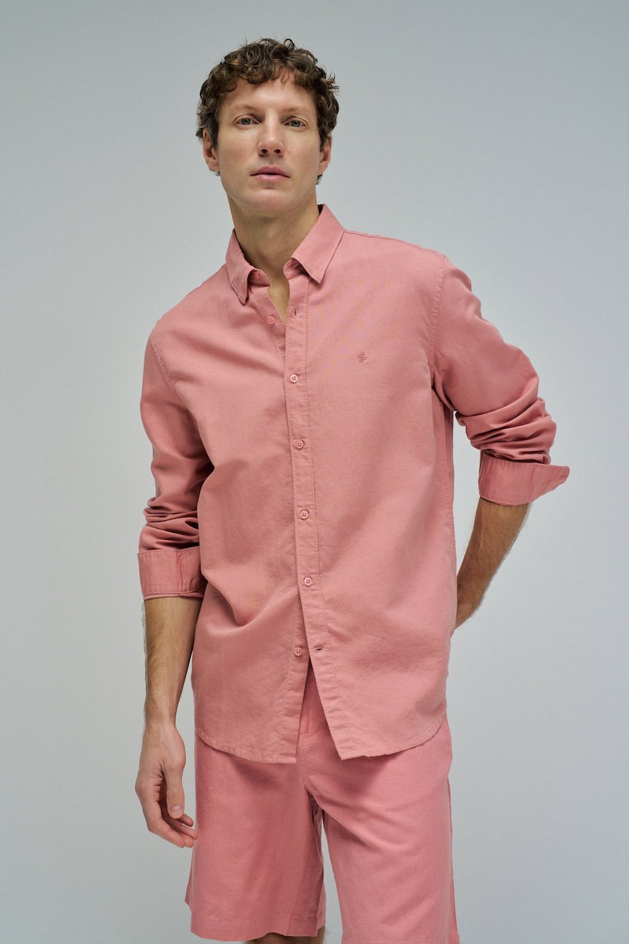 Chemise en lin corail Homme Salsa Jeans