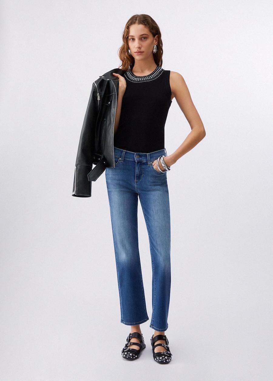 Jeans Liu Jo femme 7/8éme avec strass sur les poches
