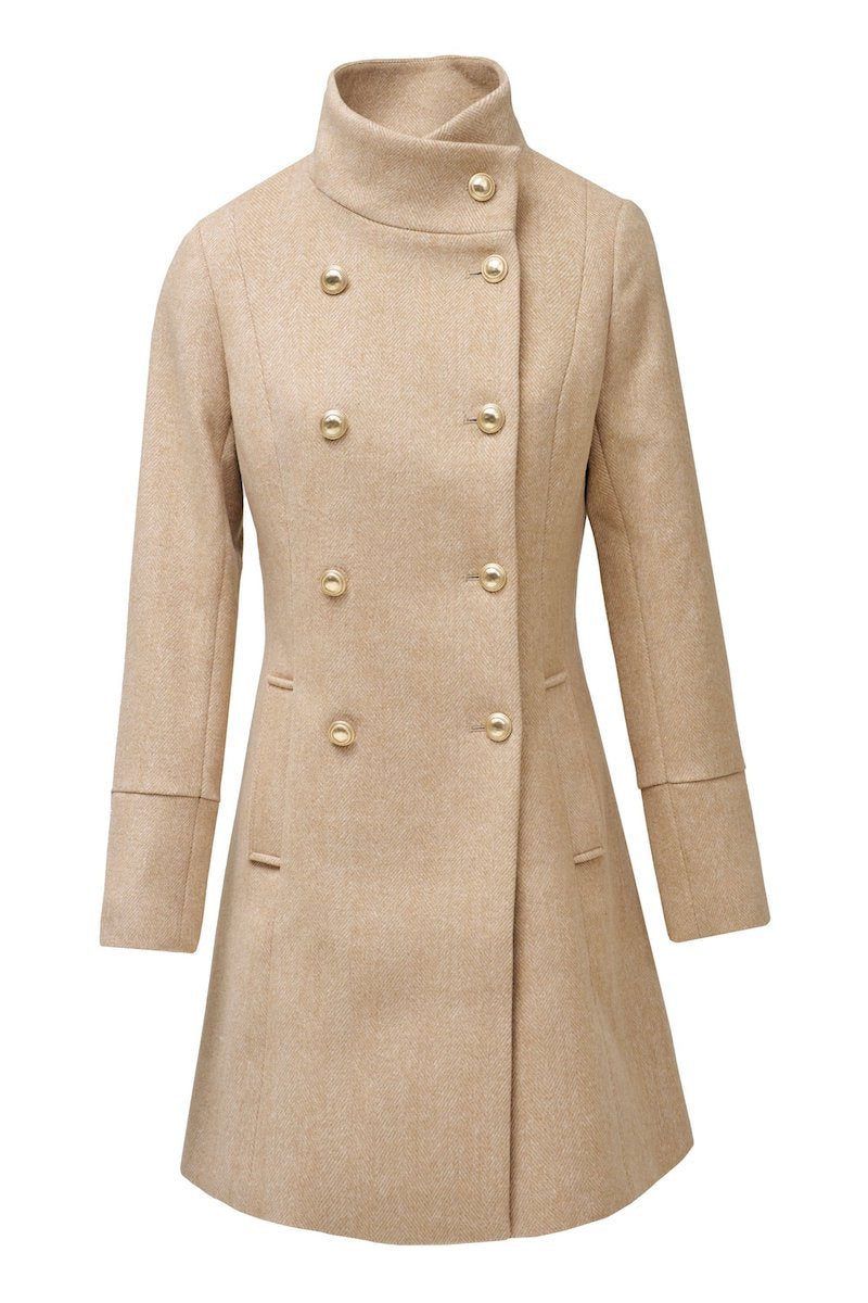 Manteau femme Salsa jeans beige à subtil chevron