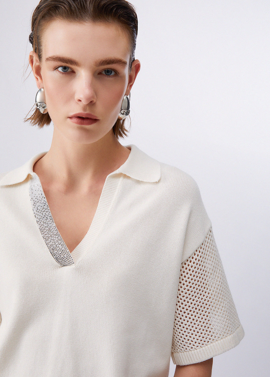 Polo Liu Jo en maille ajourée pour femme