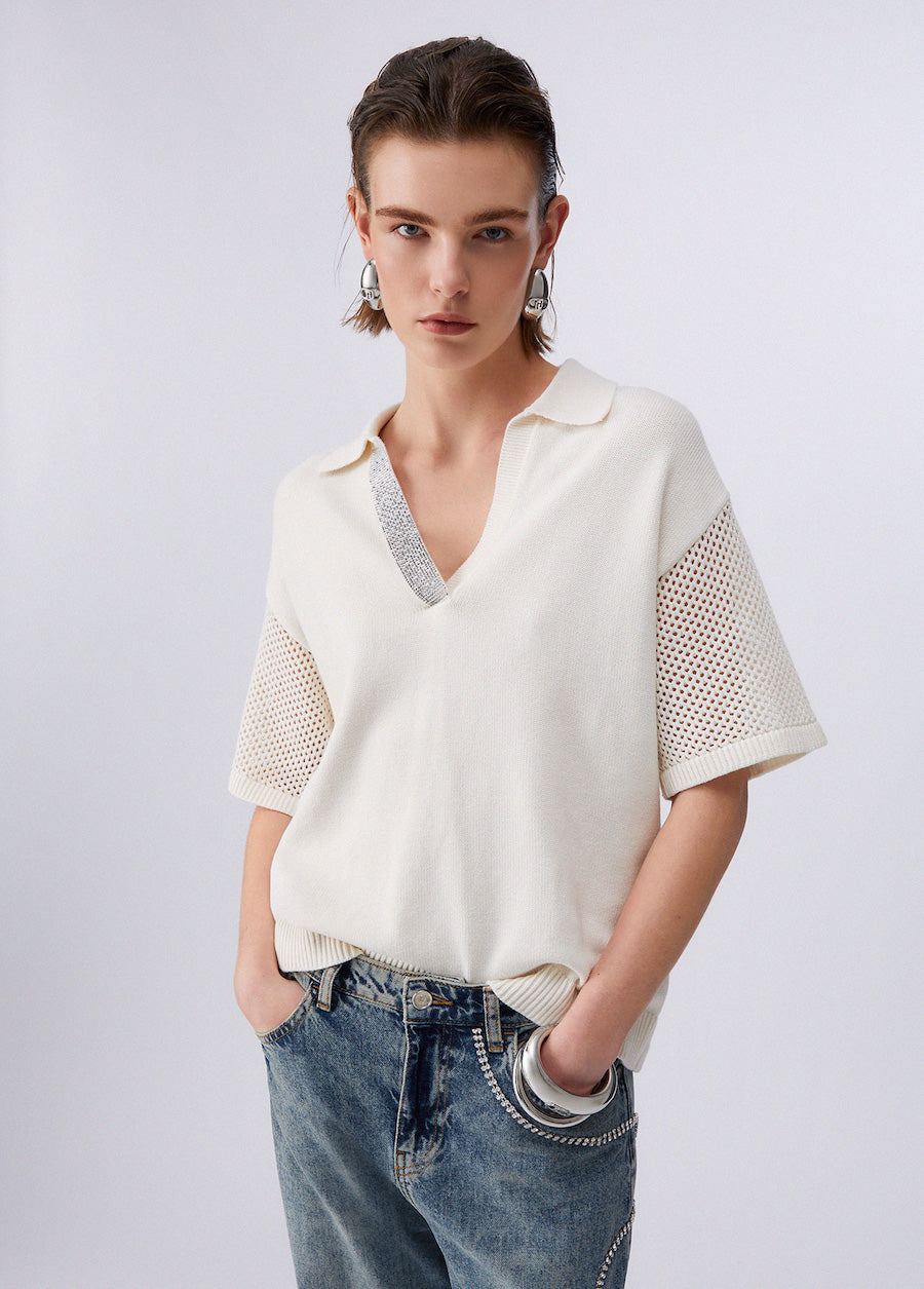 Polo Liu Jo en maille ajourée pour femme