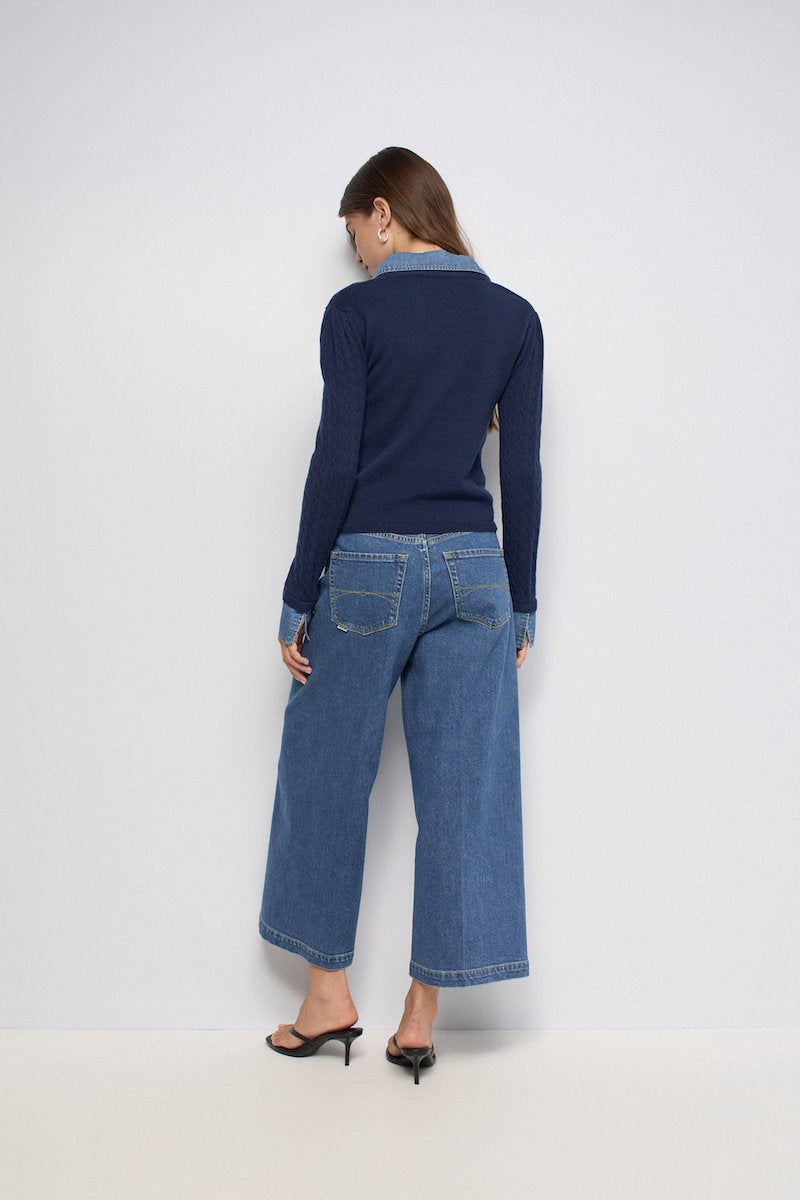Pull en maille avec chemise en denim intégrée par Salsa