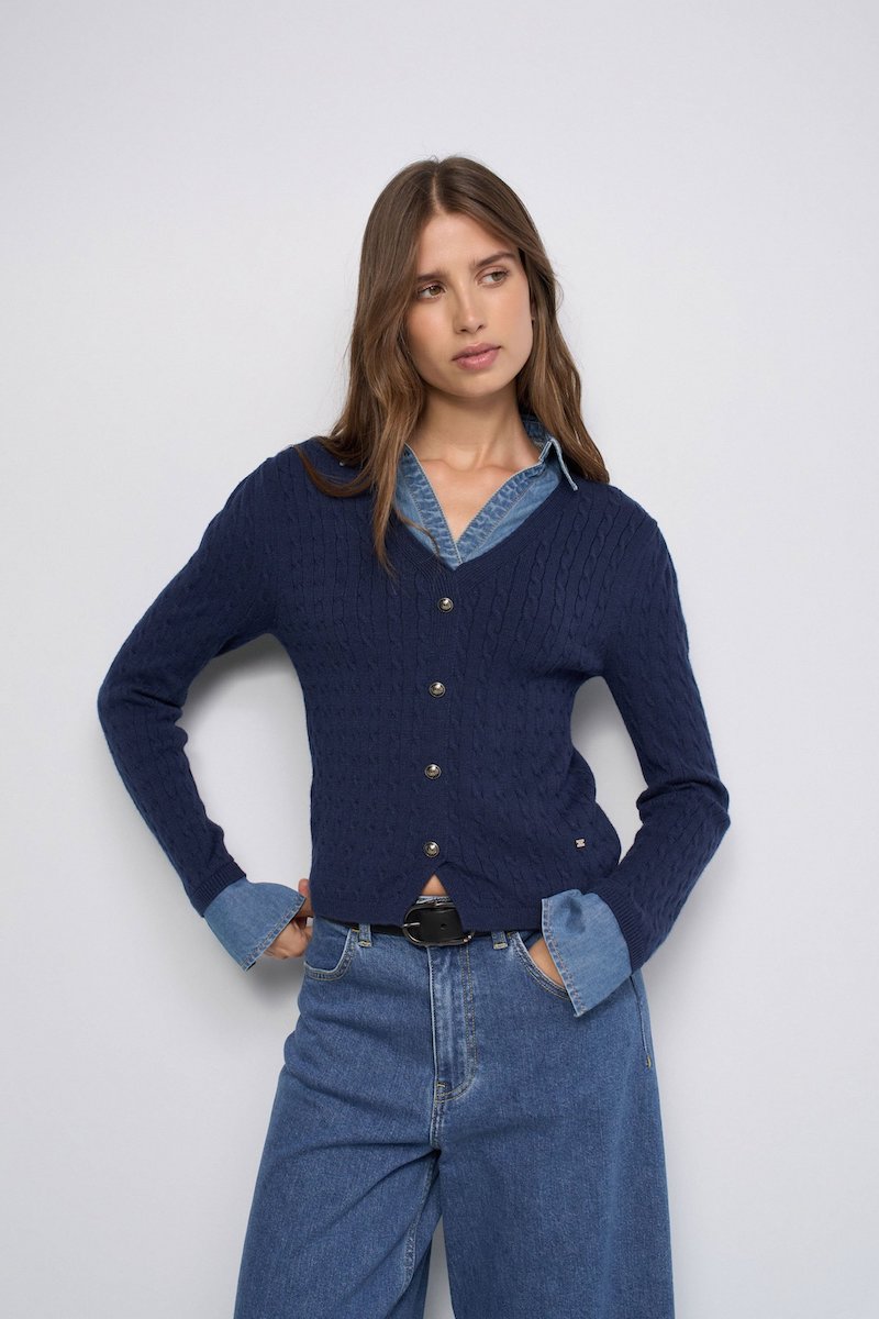 Pull en maille avec chemise en denim intégrée par Salsa