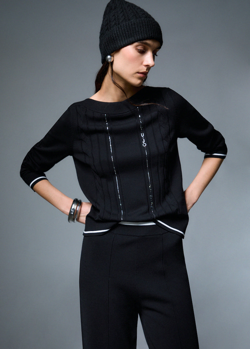 Pull en maille fine noir Liu Jo