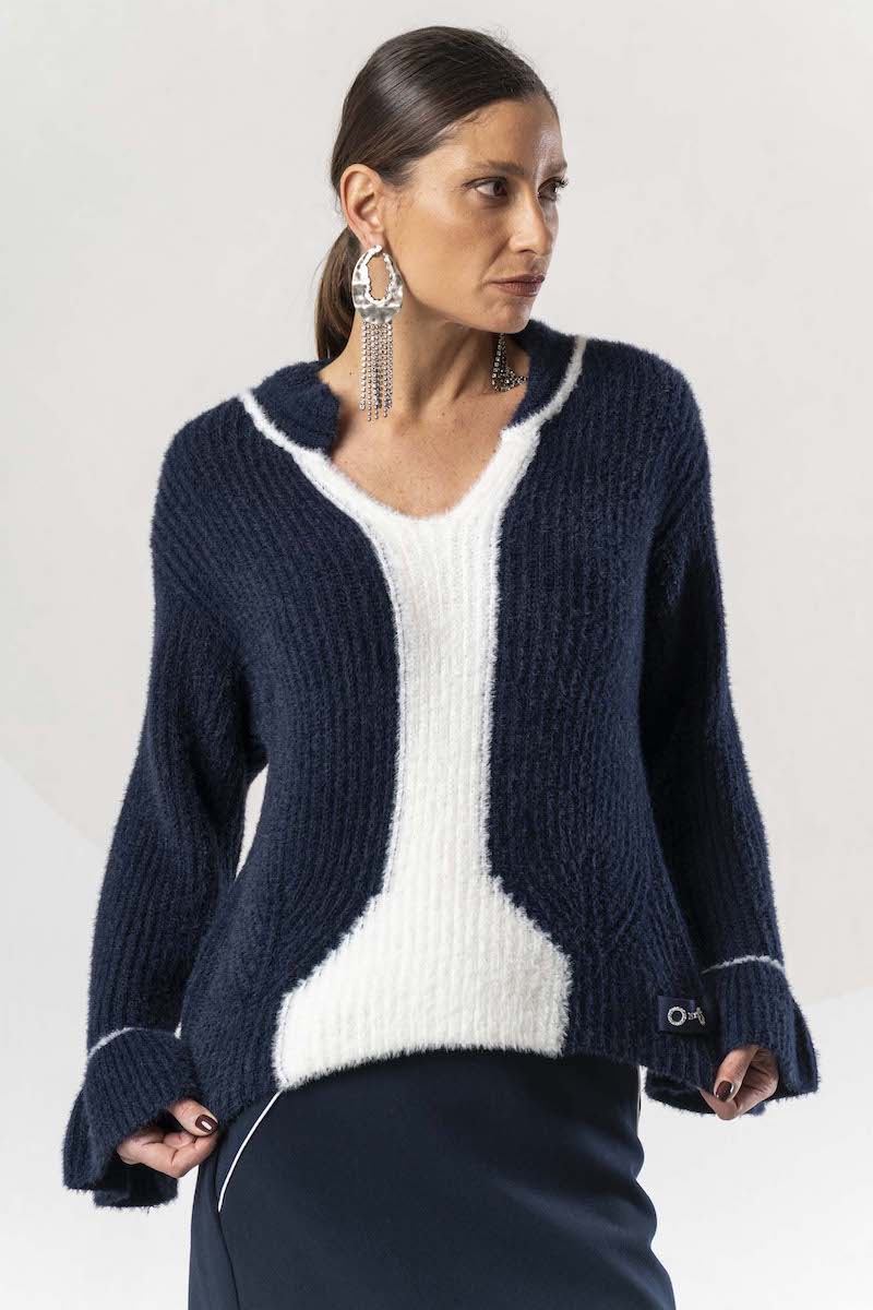 Pull femme bleu indigo Elisa Cavaletti