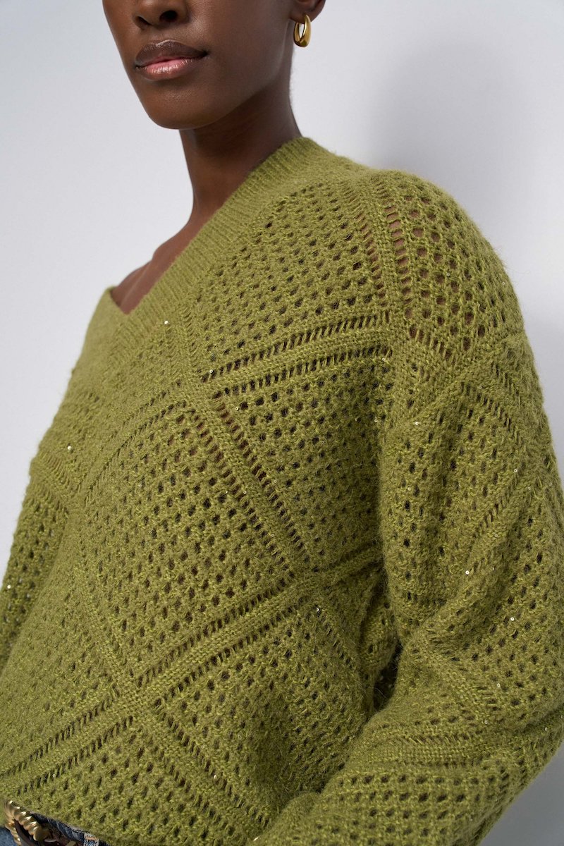 Pull en maille ajourée verte Salsa Jeans