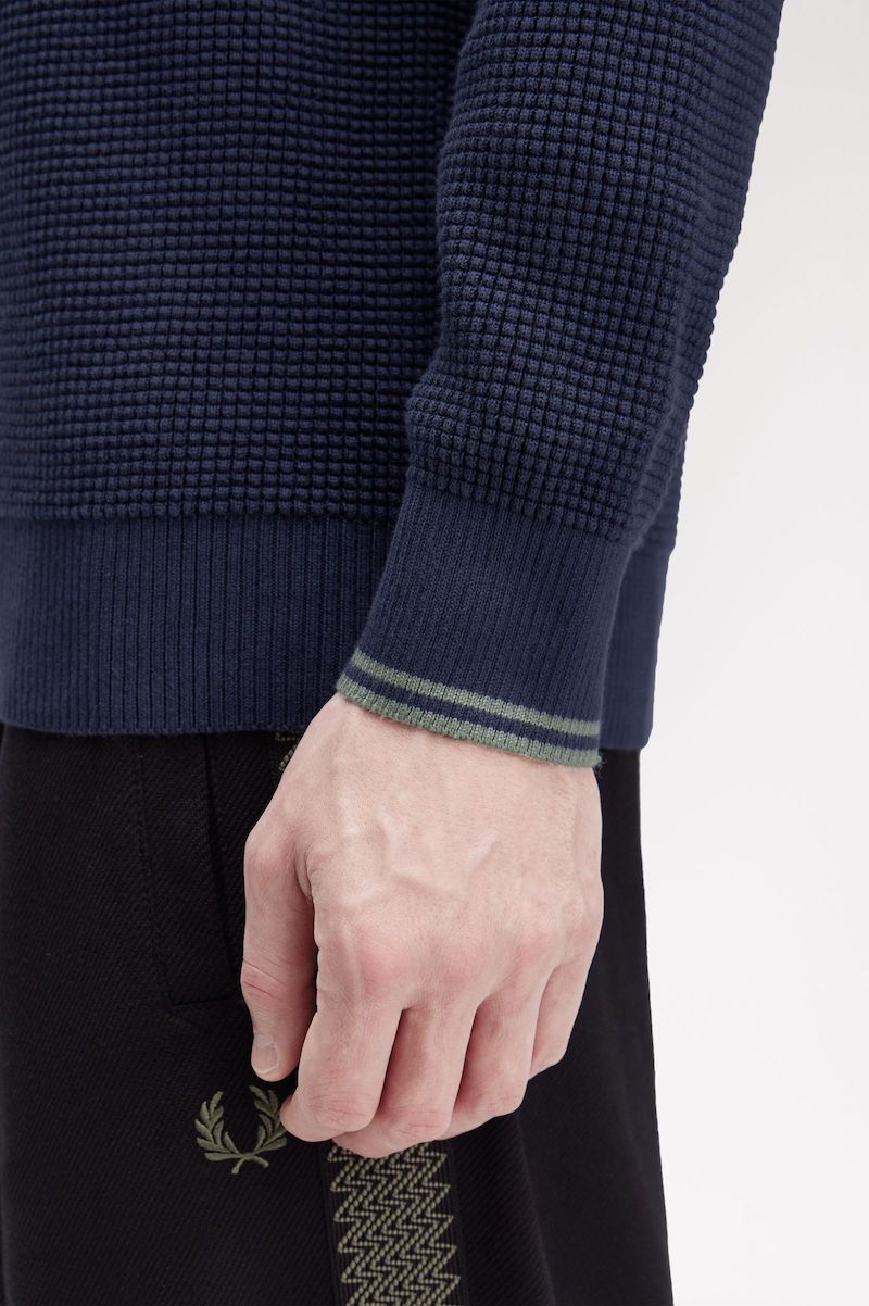 Pull maille gaufré Fred Perry