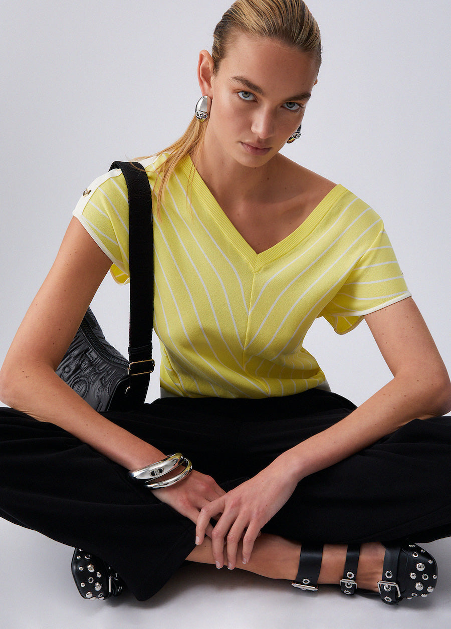 Top en maille Liu Jo jaune et blanc