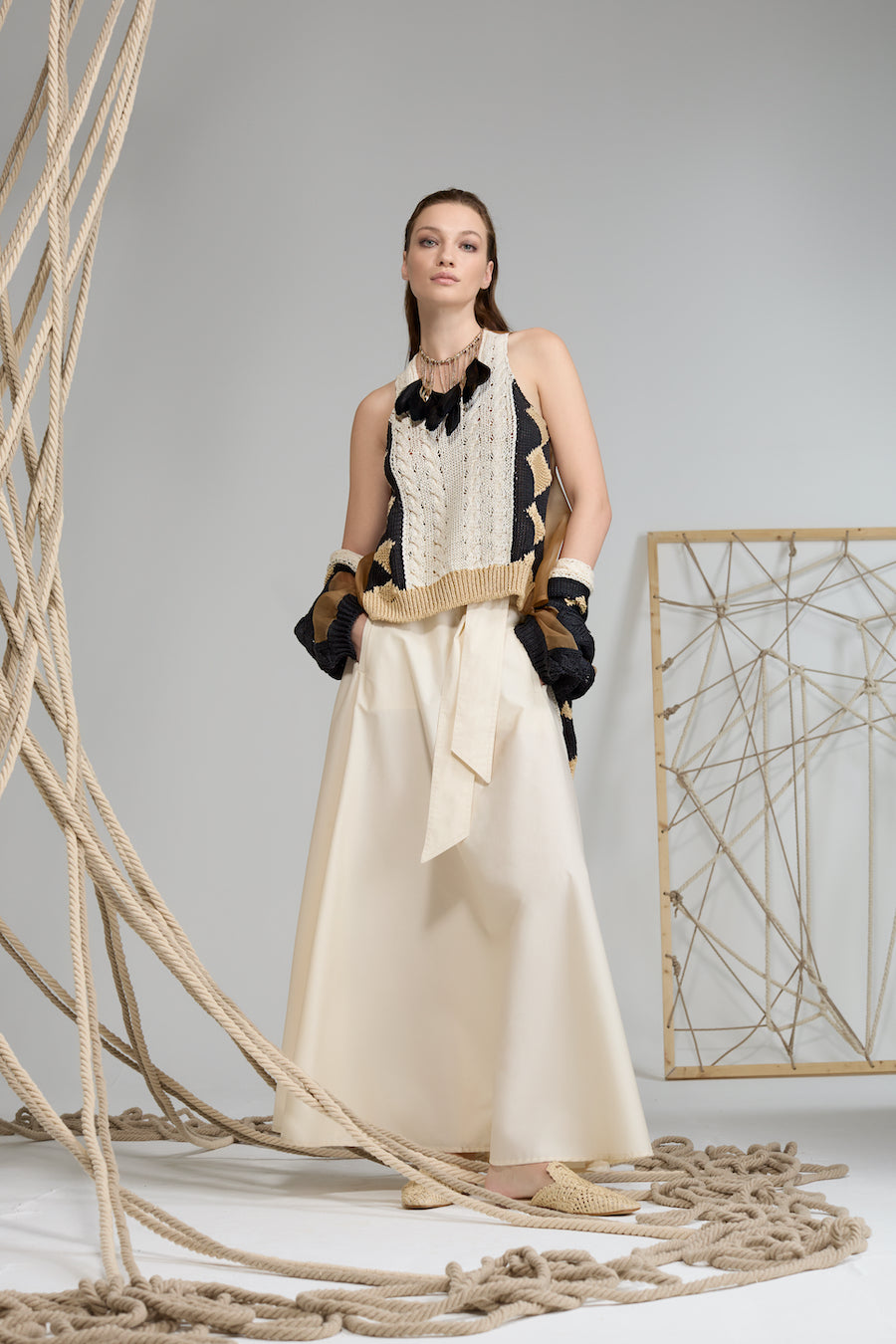 Top débardeur en maille et soie Tricot Chic