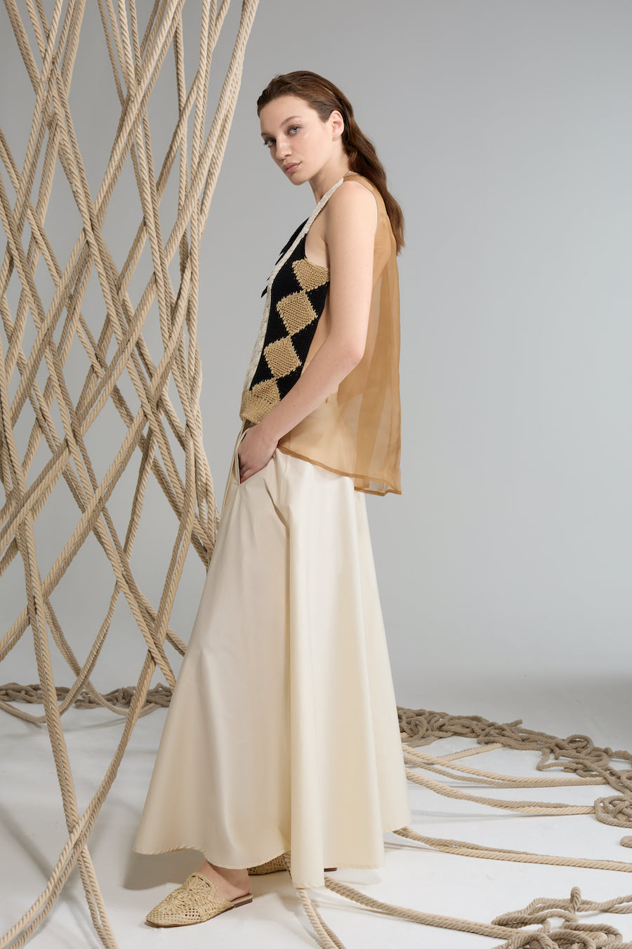 Top débardeur en maille et soie Tricot Chic
