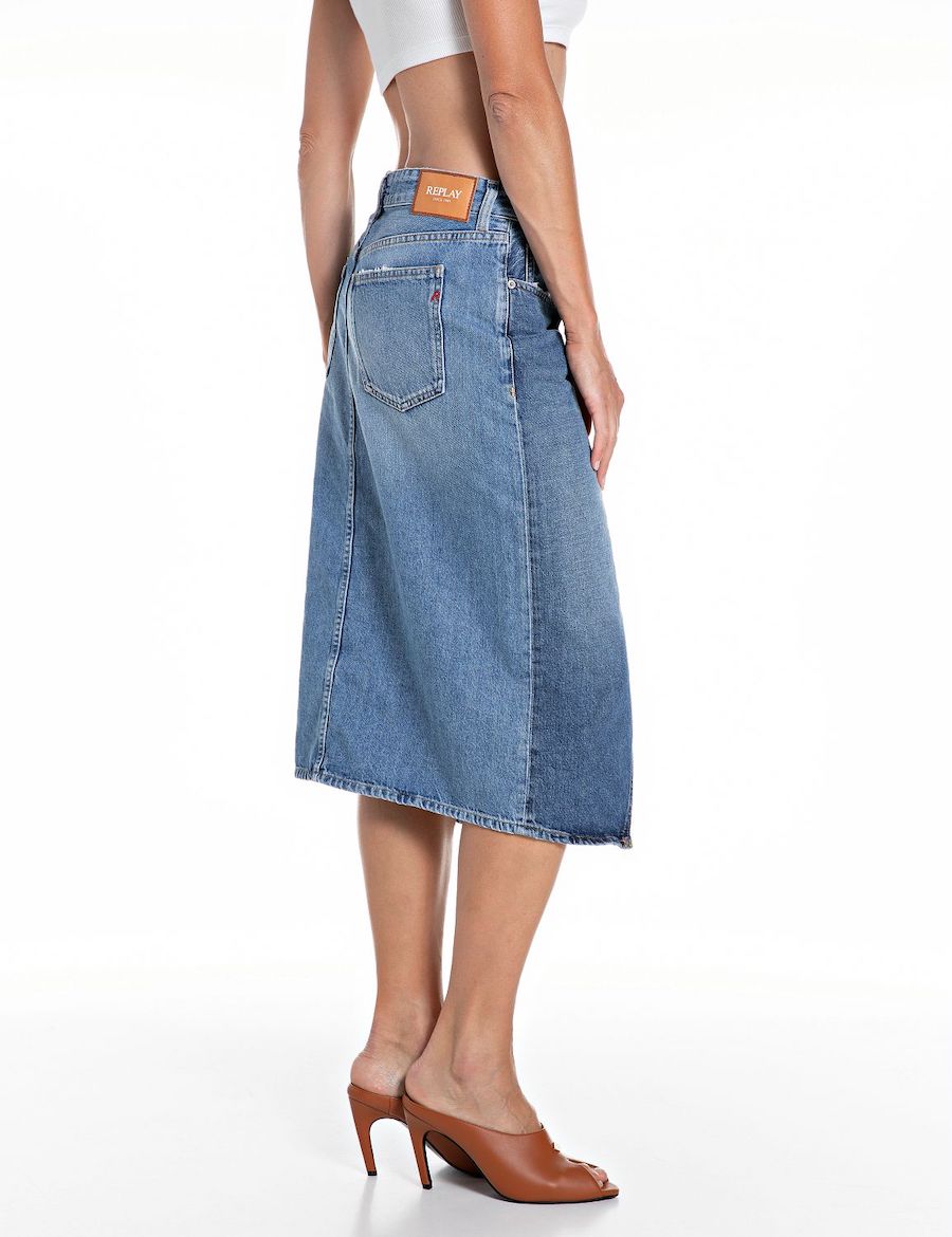 Jupe asymétrique en jeans replay W9982
