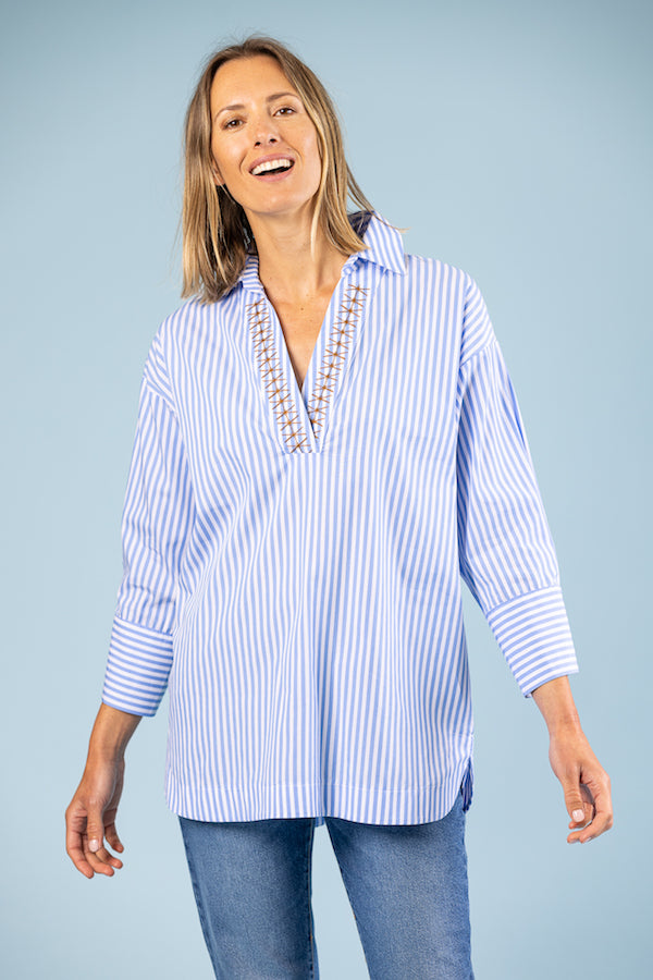 Chemise rayé blanc O'MER OM094B