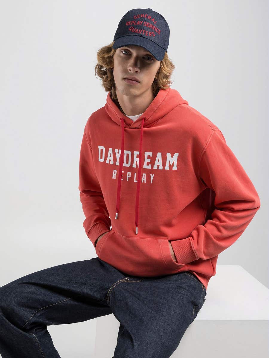 Sweat capuche rouge Replay Jeans