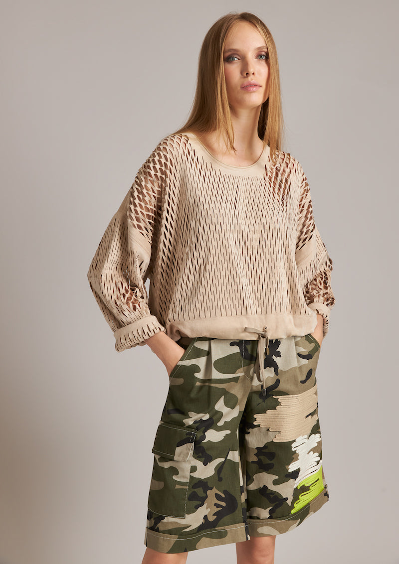 Sweat coupé au lazer Tricot Chic
