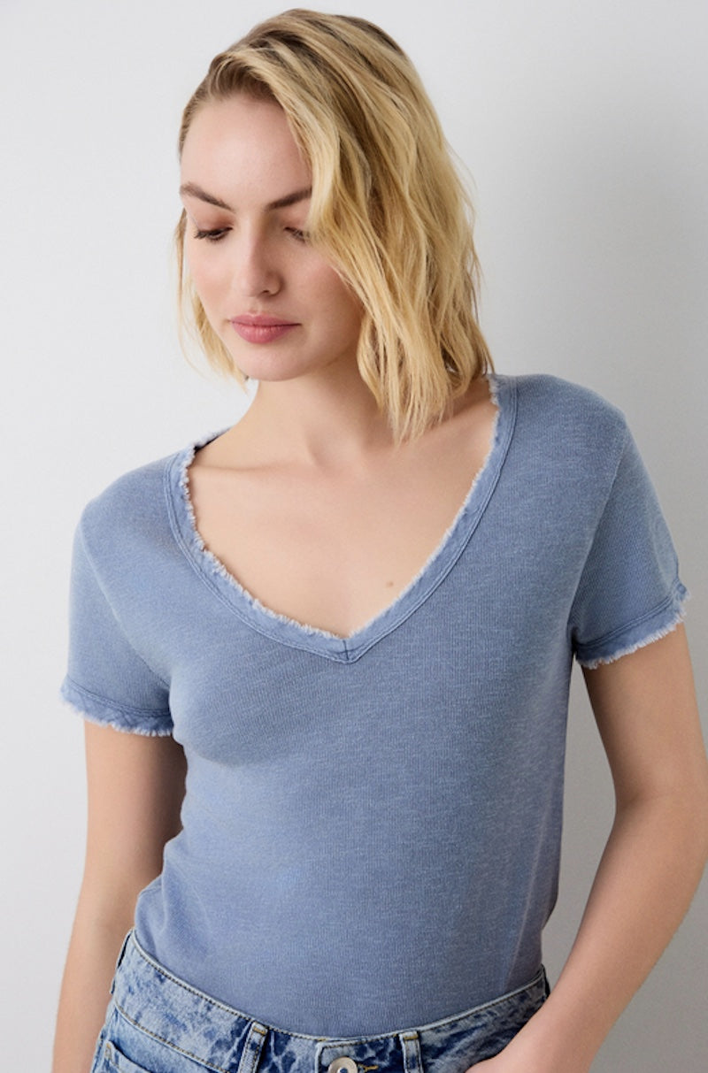 Tshirt basic bleu frangé BSB
