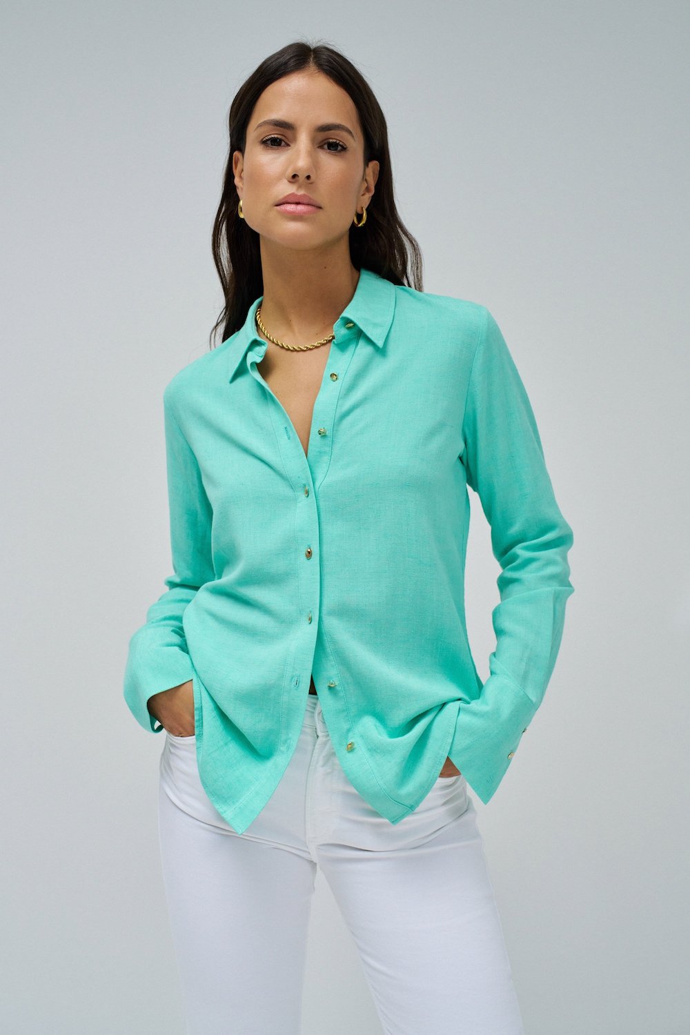 Chemise en lin verte Salsa