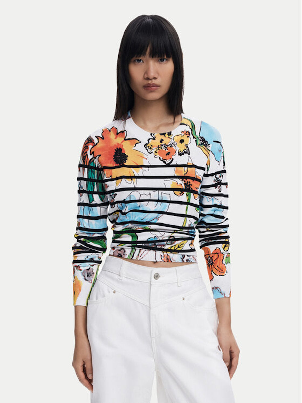 Pull rayé et floral Desigual