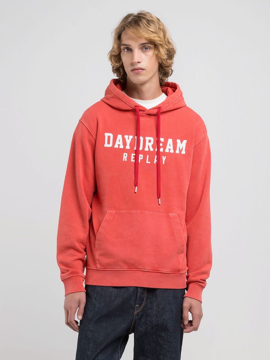 Sweat capuche rouge Replay Jeans